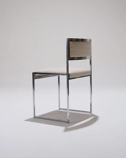 PAIR OF METAL AND TEXTURED FABRIC CHAIRS, 1970S