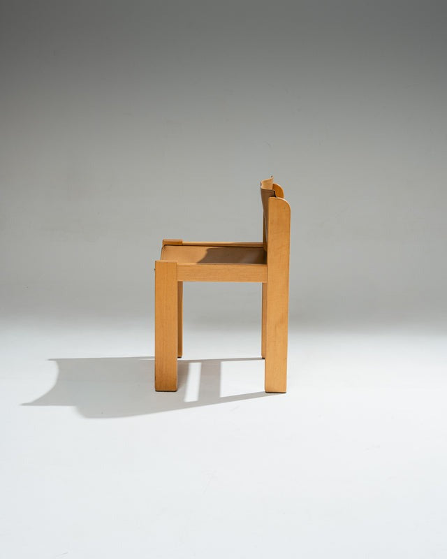 SET DE 4 CHAISES EN CUIR DE SELLE ET BOIS DE HÊTRE, IBISCO SEDIE, 1970s