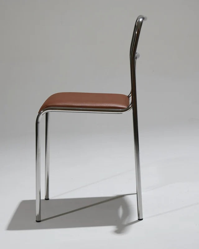 PAIR OF TUBULAR STEEL CHAIRS AND LEATHER, 1980S
