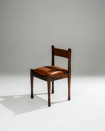 WALNUT AND LEATHER '620' CHAIR, SILVIO COPPOLA, BERNINI, 1960s