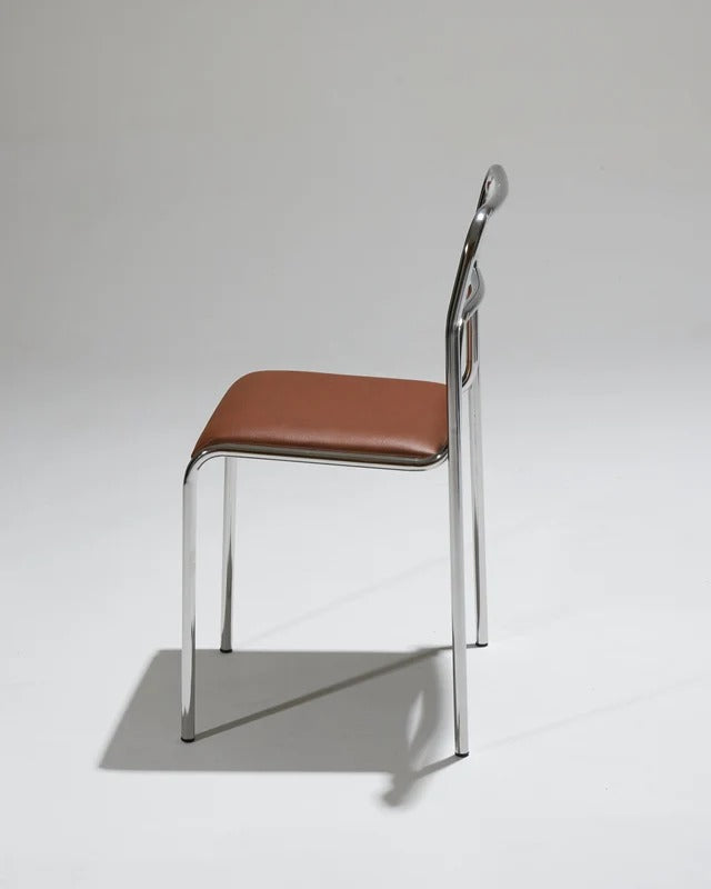 SET OF 4 TUBULAR AND LEATHER STEEL CHAIRS, 1980S