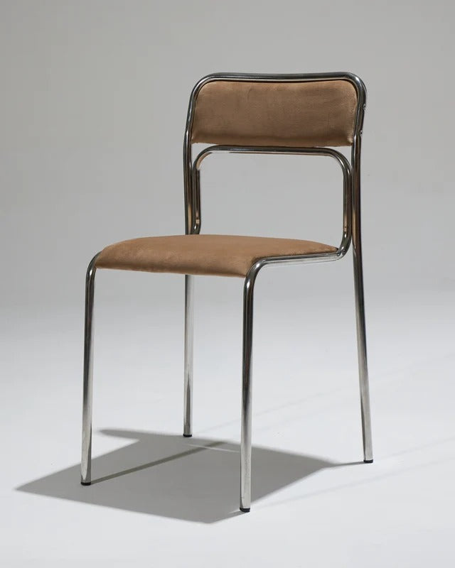 SET DE 4 CHAISES EN ACIER TUBULAIRE ET VELOURS