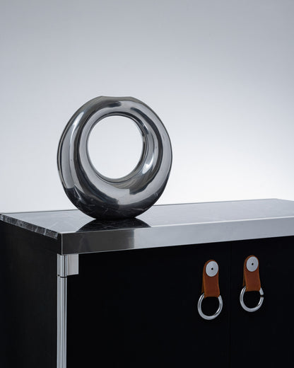 VASE SPACE AGE EN ALUMINIUM, 1980s