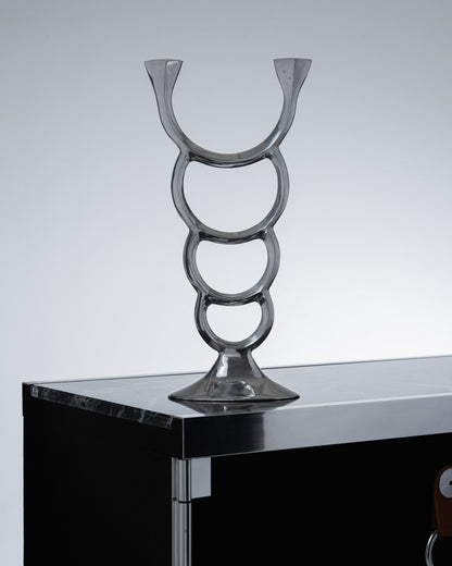 SCULPTURAL METAL CANDLE HOLDER, 1970s