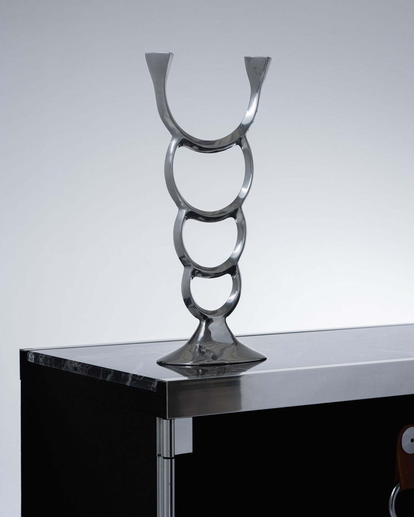 SCULPTURAL METAL CANDLE HOLDER, 1970s