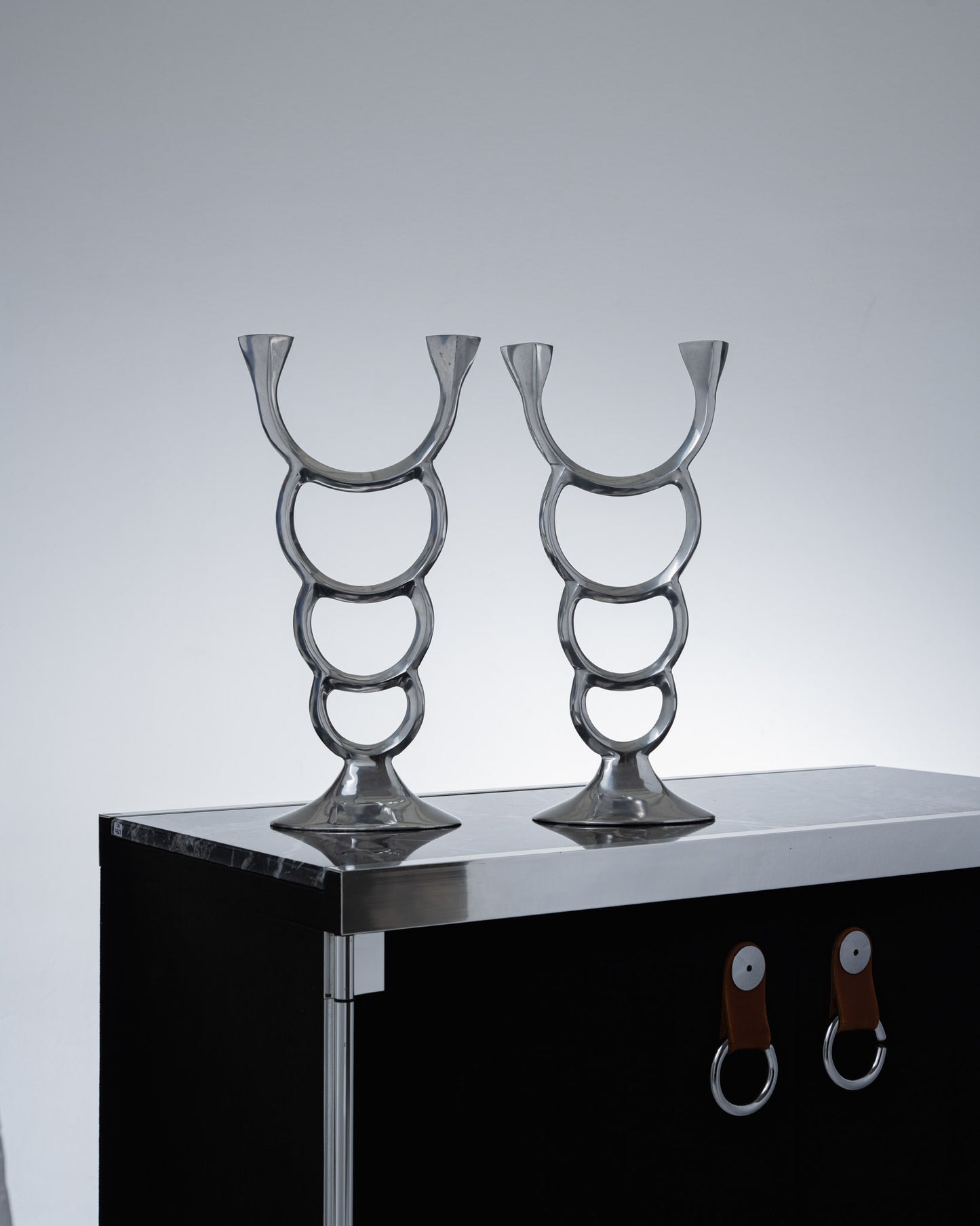 SCULPTURAL METAL CANDLE HOLDER, 1970s