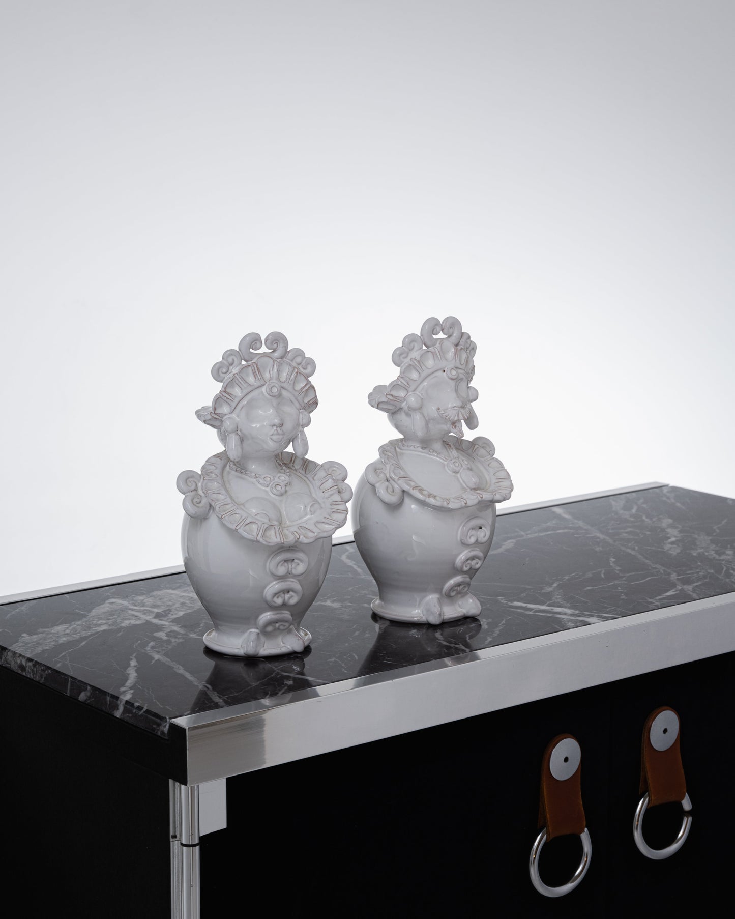 Pair of ceramic moor head vases, 1970s