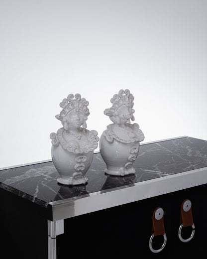 Pair of ceramic moor head vases, 1970s