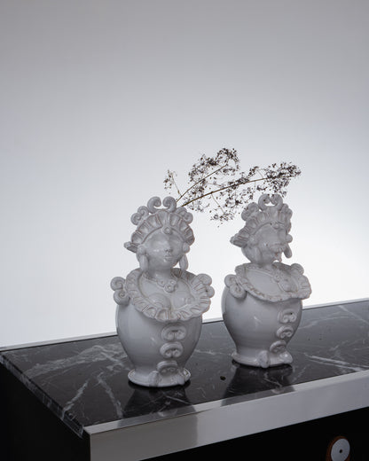 Pair of ceramic moor head vases, 1970s