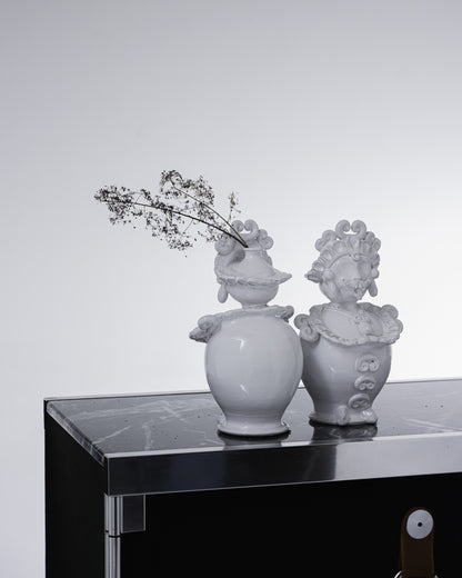 Pair of ceramic moor head vases, 1970s