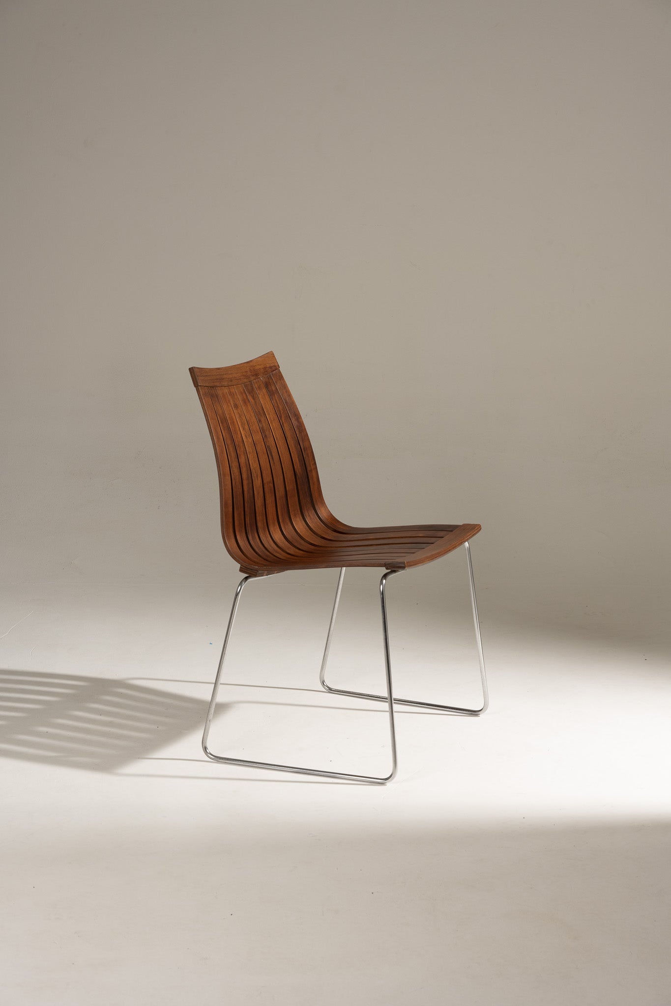 SCANDIA WOOD AND STEEL CHAIR, HANS BRATTRUD, 1960S