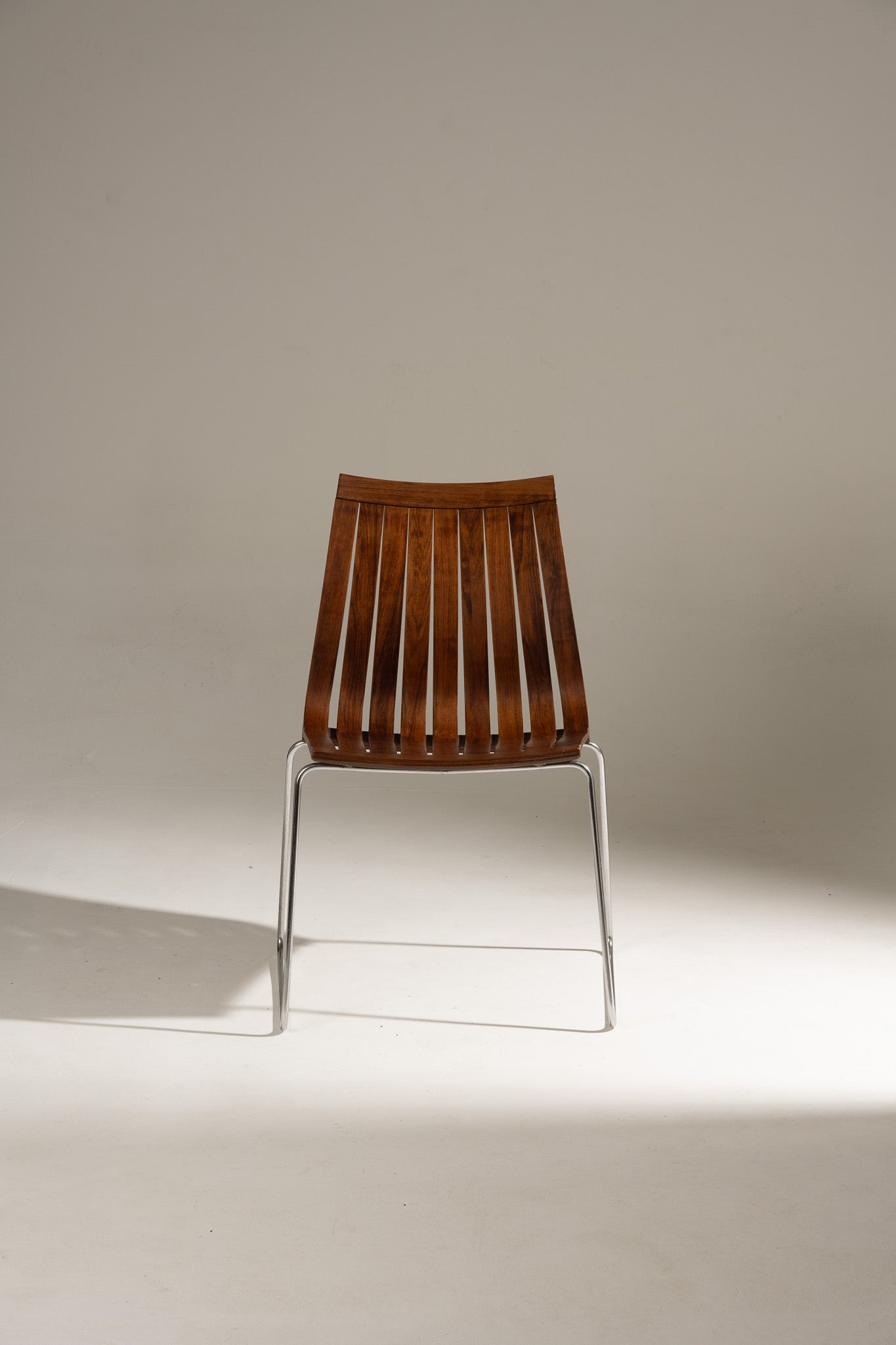 SCANDIA WOOD AND STEEL CHAIR, HANS BRATTRUD, 1960S