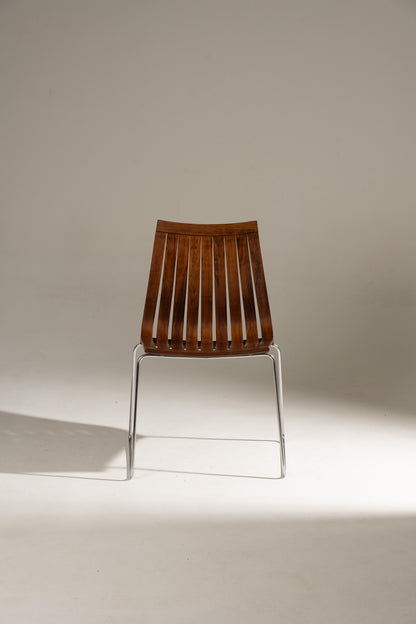 SCANDIA WOOD AND STEEL CHAIR, HANS BRATTRUD, 1960S
