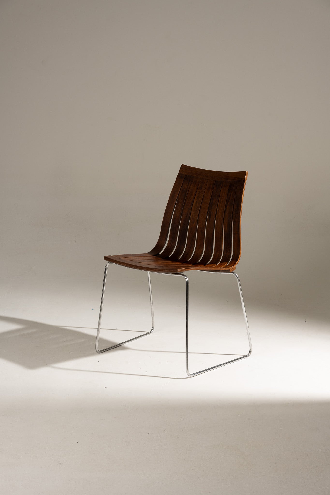 SCANDIA WOOD AND STEEL CHAIR, HANS BRATTRUD, 1960S