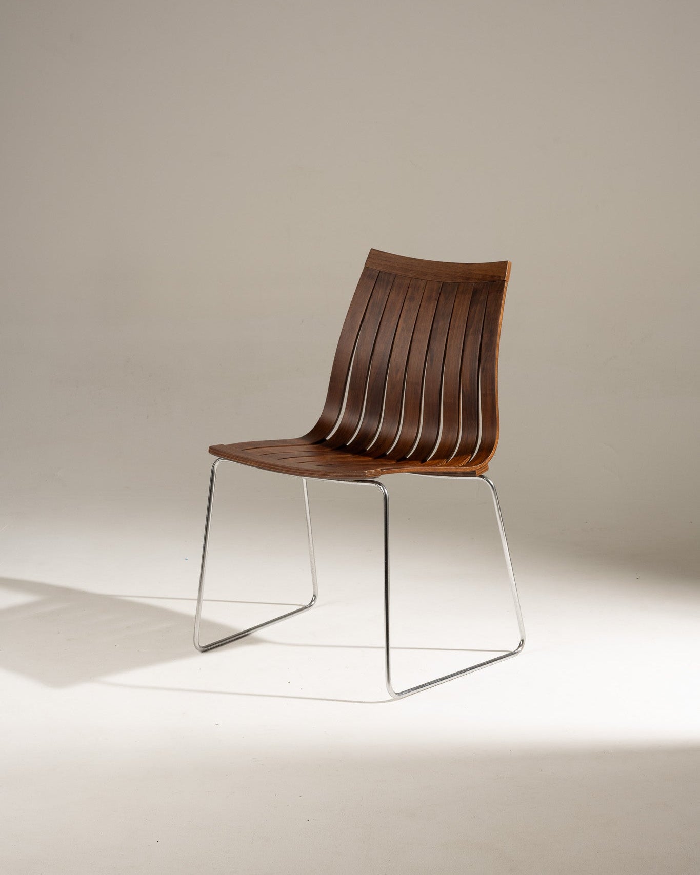 SCANDIA WOOD AND STEEL CHAIR, HANS BRATTRUD, 1960S