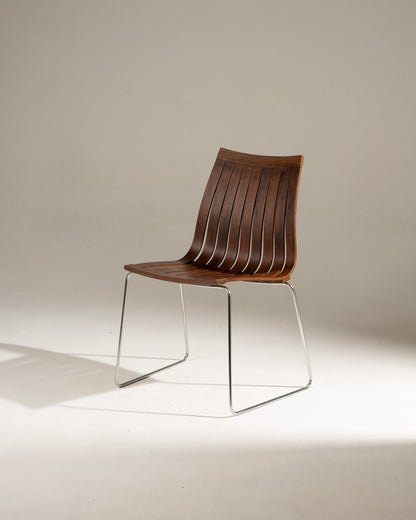 SCANDIA WOOD AND STEEL CHAIR, HANS BRATTRUD, 1960S