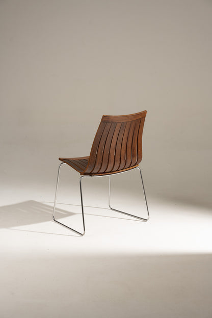 SCANDIA WOOD AND STEEL CHAIR, HANS BRATTRUD, 1960S