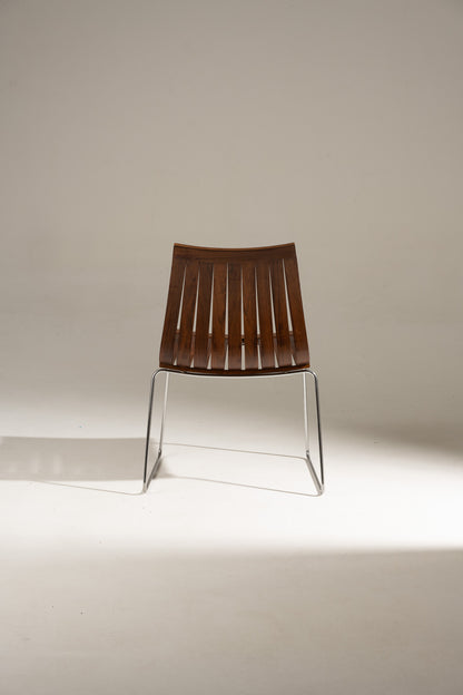 SCANDIA WOOD AND STEEL CHAIR, HANS BRATTRUD, 1960S