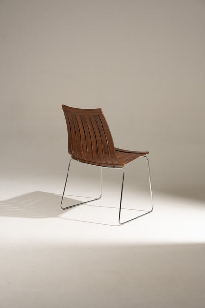 SCANDIA WOOD AND STEEL CHAIR, HANS BRATTRUD, 1960S
