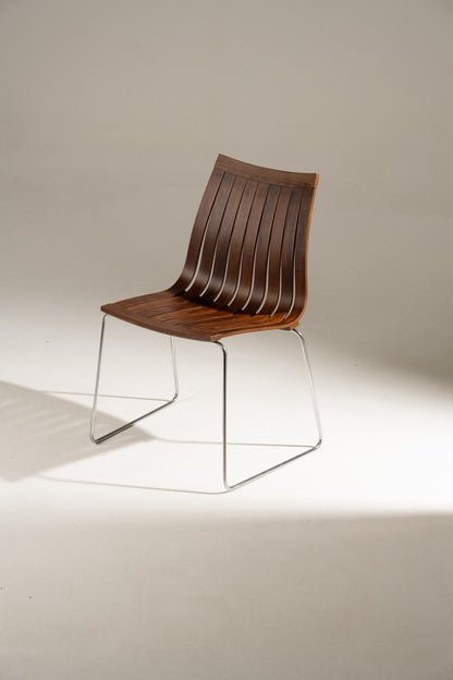 SCANDIA WOOD AND STEEL CHAIR, HANS BRATTRUD, 1960S