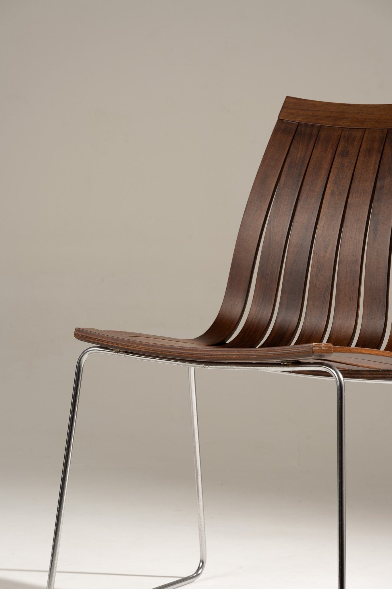 SCANDIA WOOD AND STEEL CHAIR, HANS BRATTRUD, 1960S