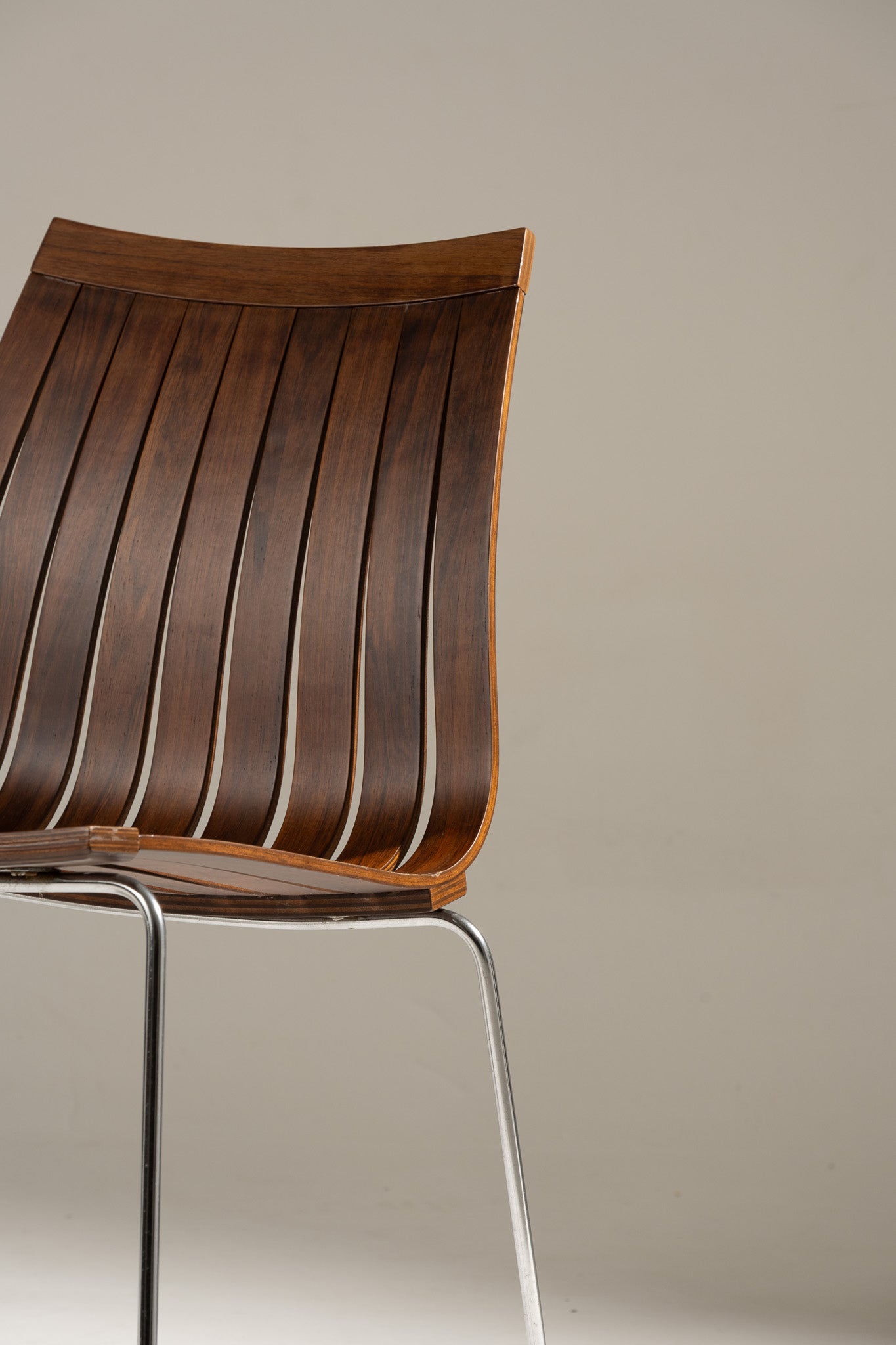SCANDIA WOOD AND STEEL CHAIR, HANS BRATTRUD, 1960S