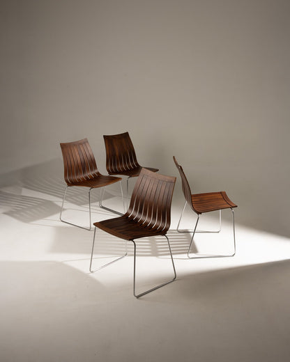 SCANDIA WOOD AND STEEL CHAIR, HANS BRATTRUD, 1960S