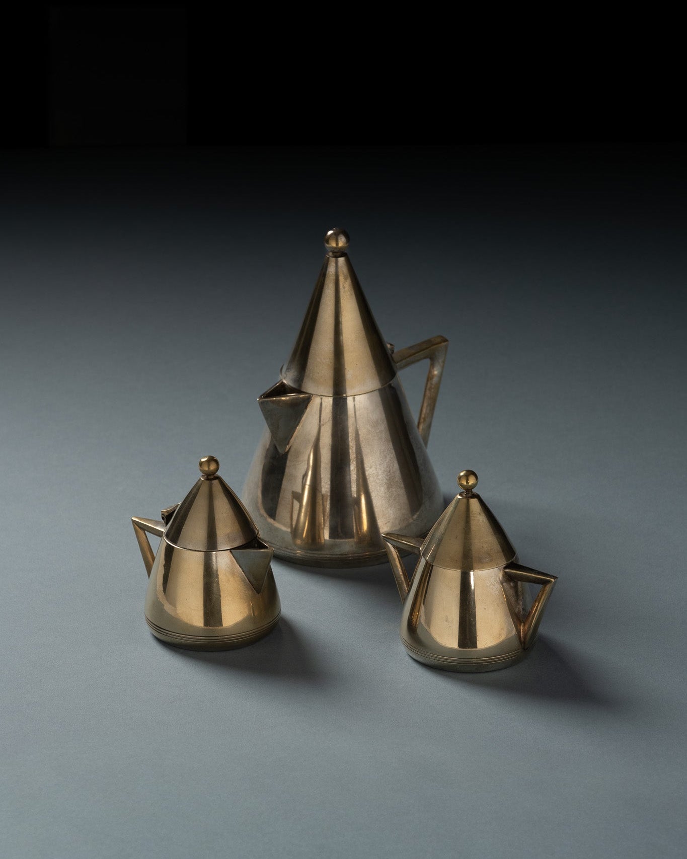 Silver-plated metal tea set, 1950s