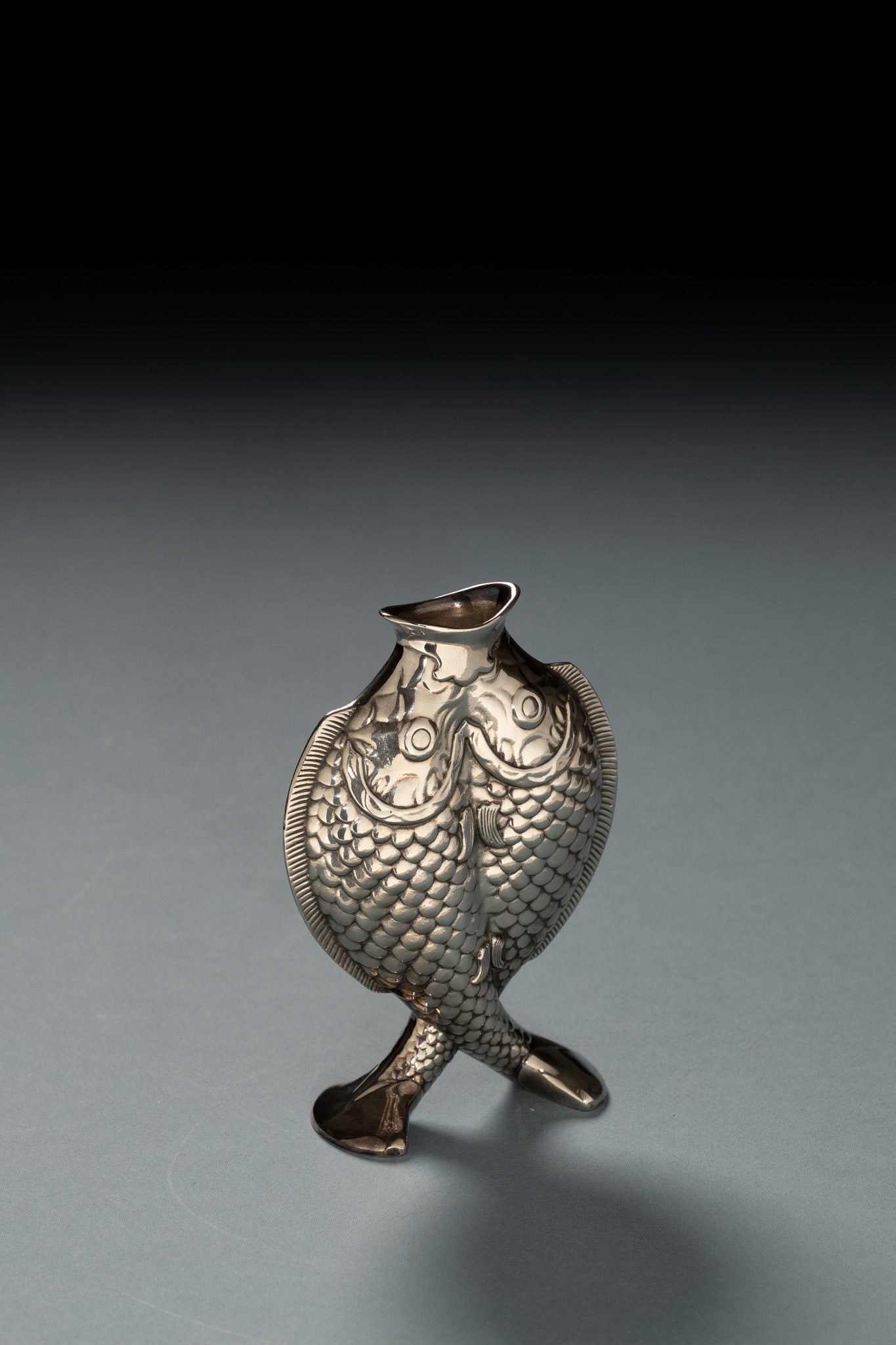 VASE POISSONS EN MÉTAL ARGENTÉ, CHRISTOFLE, 1980s