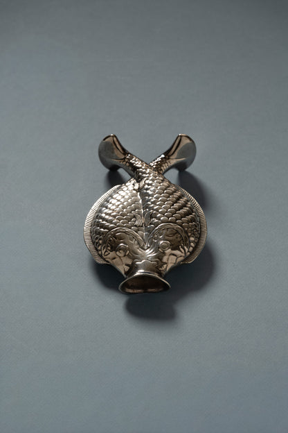 VASE POISSONS EN MÉTAL ARGENTÉ, CHRISTOFLE, 1980s