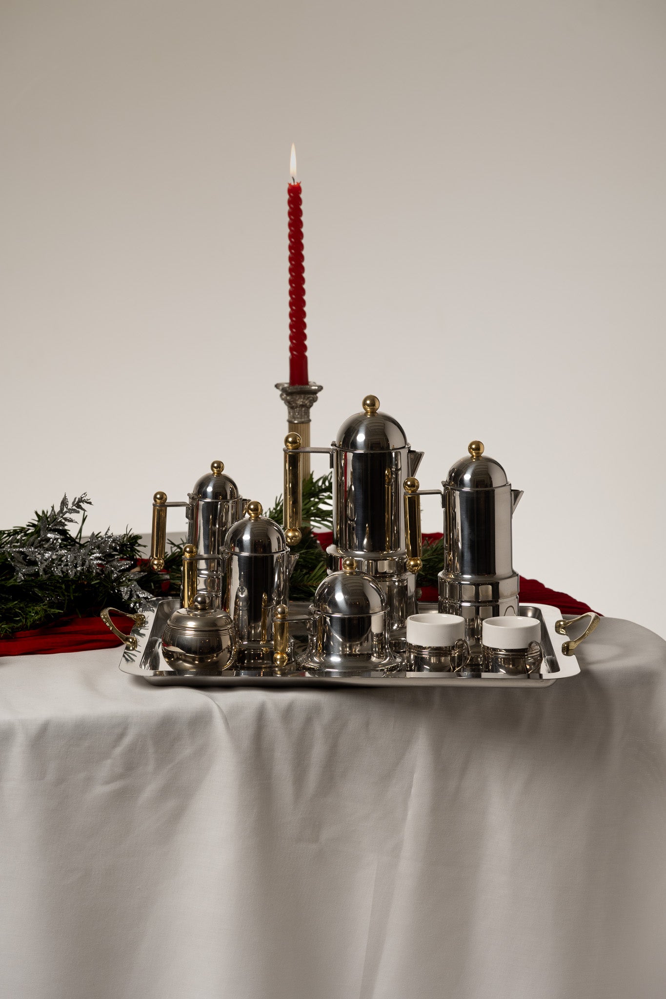 LARGE ITALIAN METAL COFFEE MAKER, 1980S