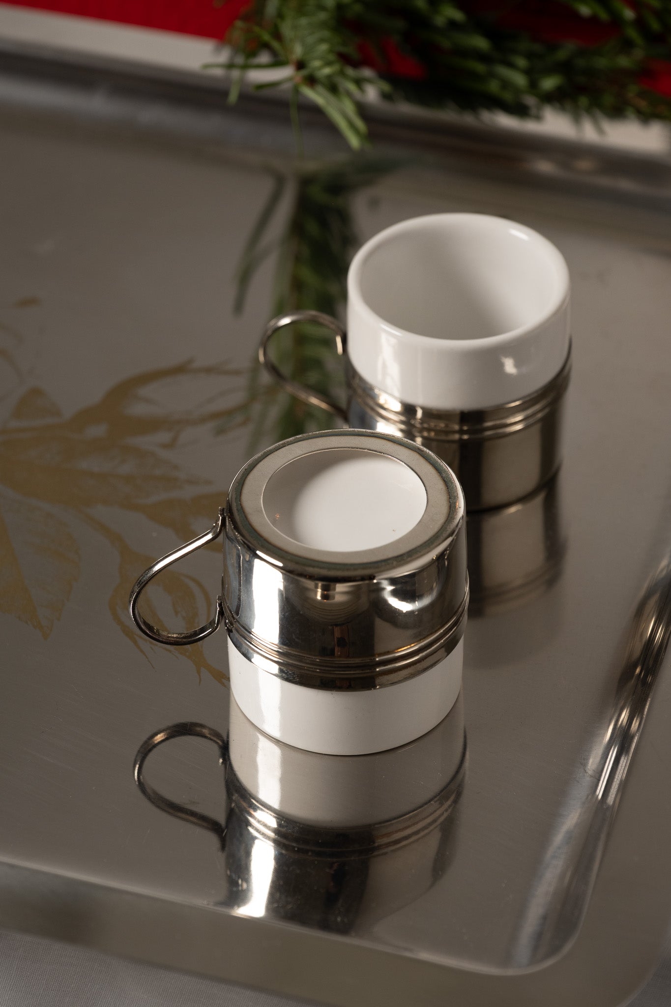 ITALIAN SILVER-PLATED METAL TEA SET, 1980S