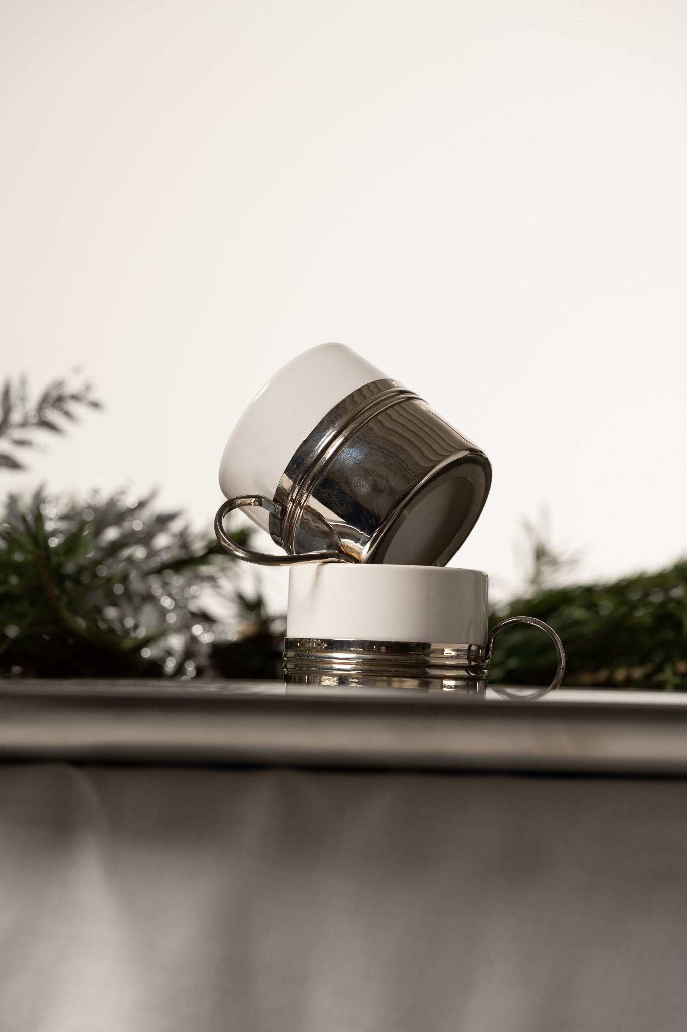 ITALIAN SILVER-PLATED METAL TEA SET, 1980S