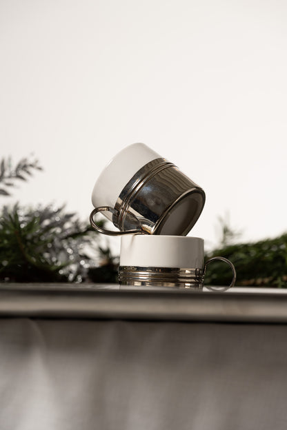 ITALIAN SILVER-PLATED METAL TEA SET, 1980S