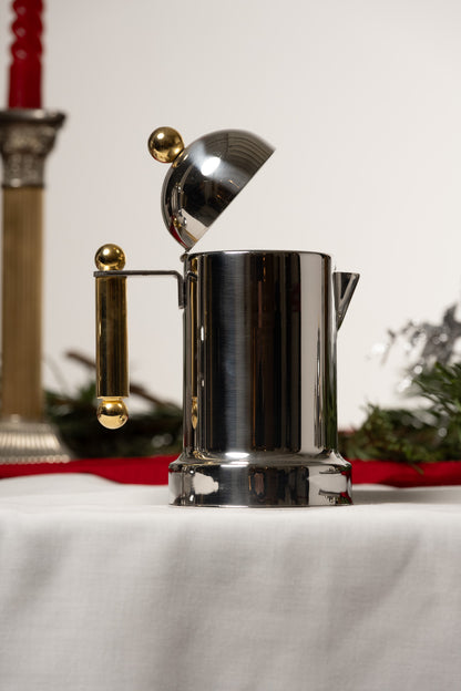 ITALIAN SILVER-PLATED METAL TEA SET, 1980S