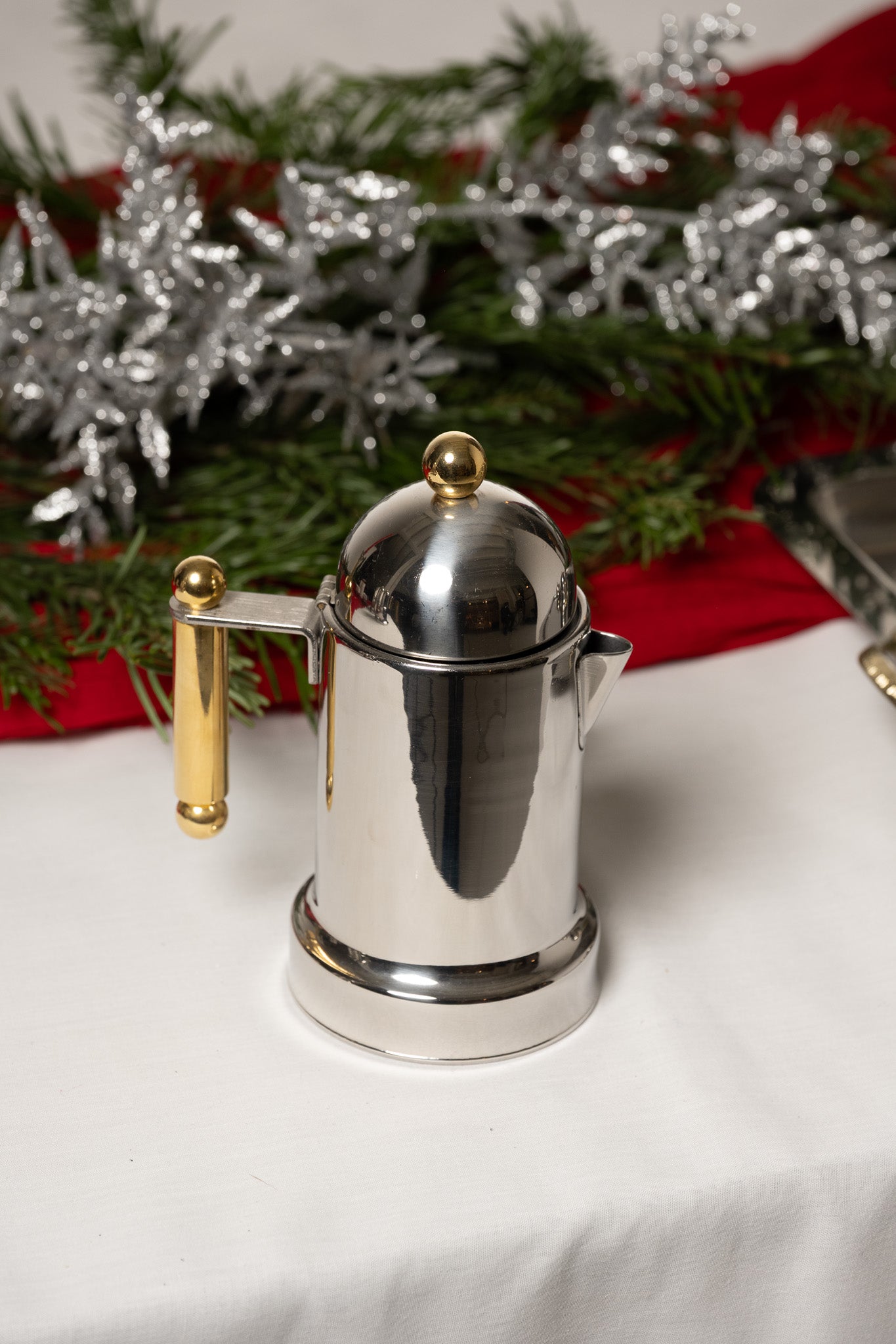 ITALIAN SILVER-PLATED METAL TEA SET, 1980S