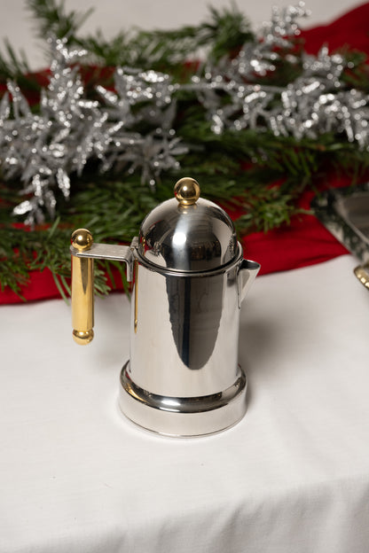 ITALIAN SILVER-PLATED METAL TEA SET, 1980S