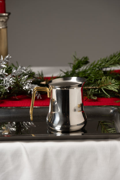 SERVICE À CAFÉ EN INOX ET LAITON, ITALIE, 1980s