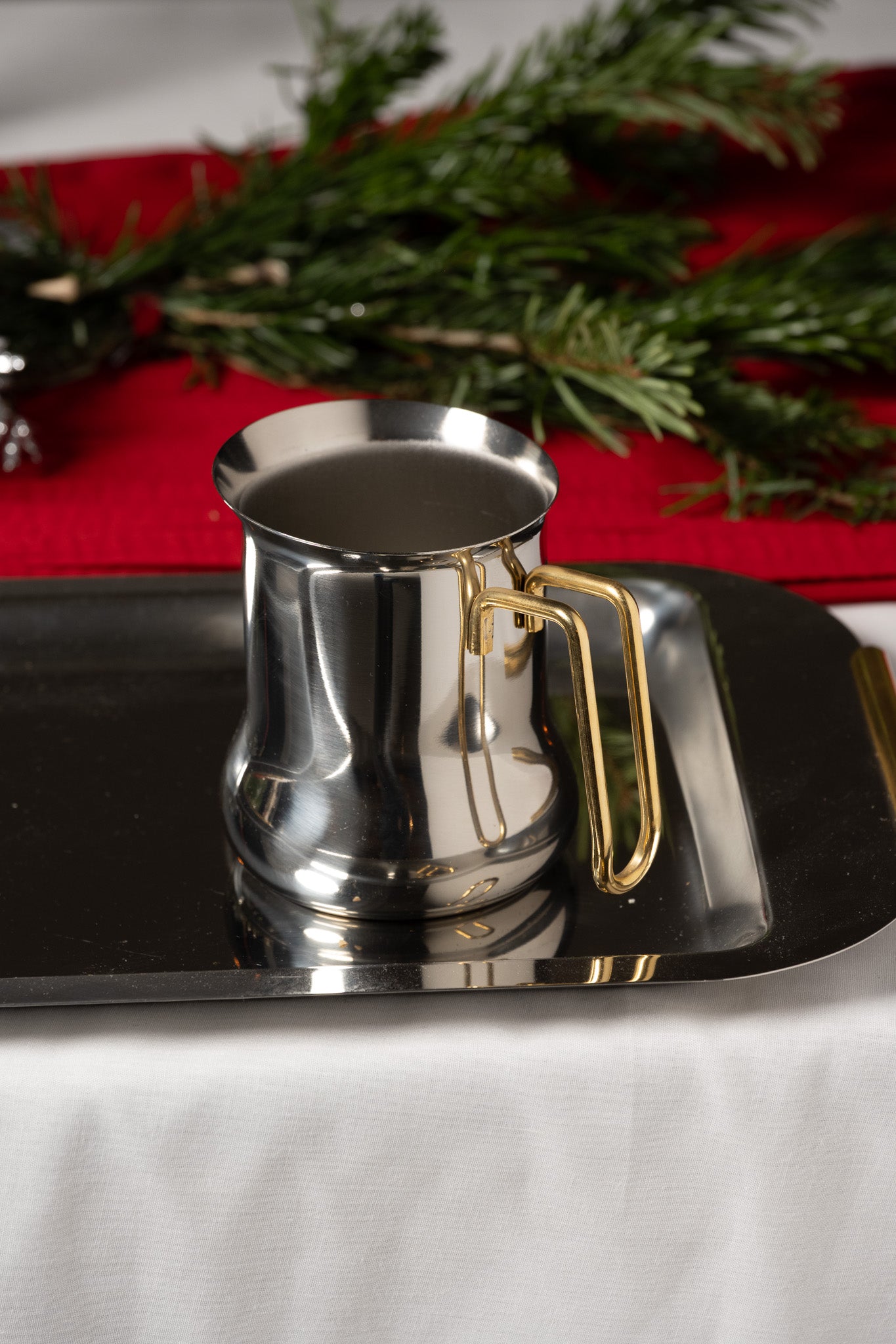 SERVICE À CAFÉ EN INOX ET LAITON, ITALIE, 1980s