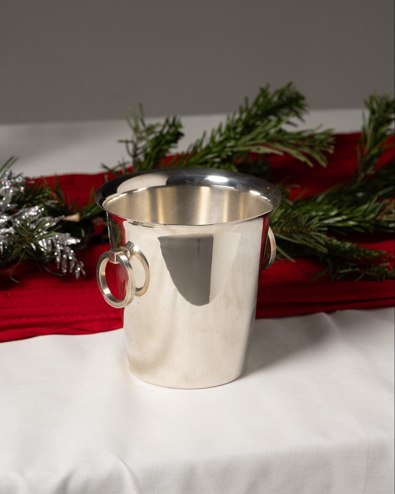 SEAU À GLACE EN MÉTAL ARGENTÉ, SAINT MÉDARD, 1970s